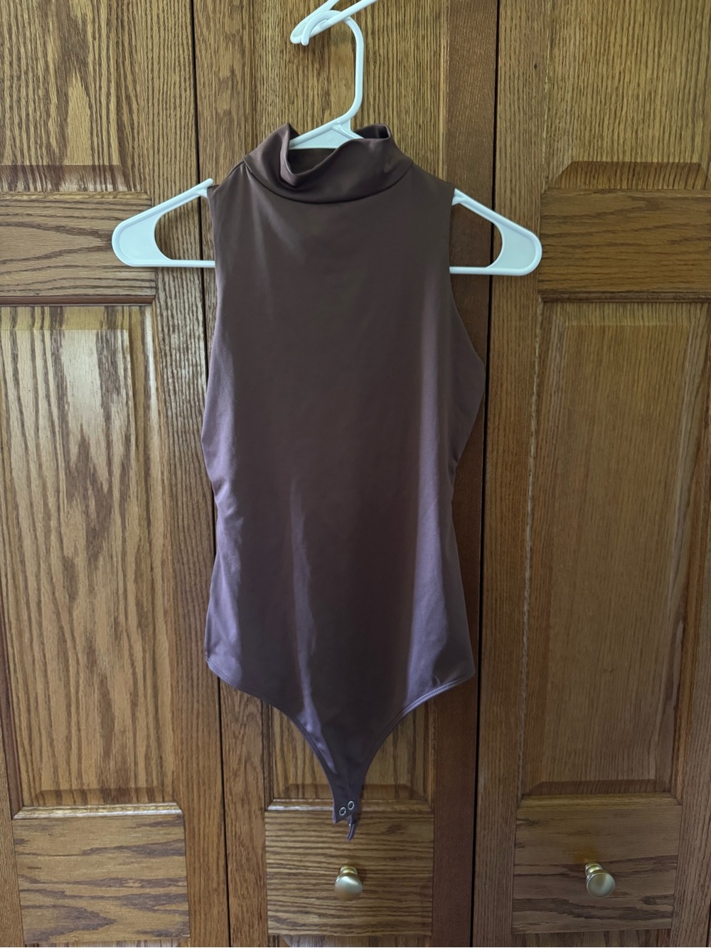 Nine West Brown Sleeveless Mock Neck Bodysuit